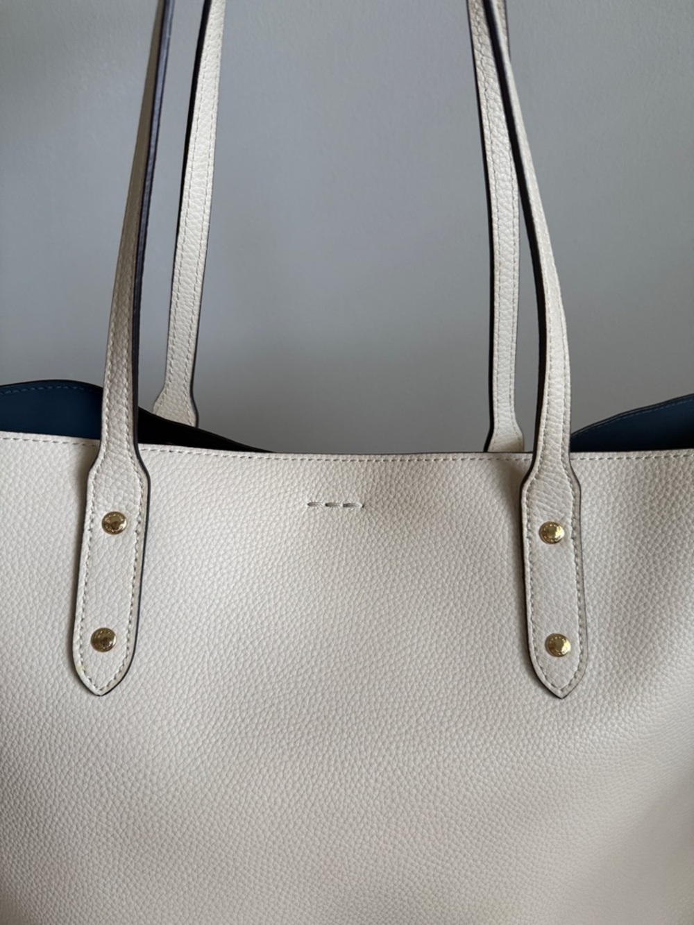 Coach Pebbled Chalk Leather Town Tote with Brown Pouch and a scarf accent - Picture 10 of 13
